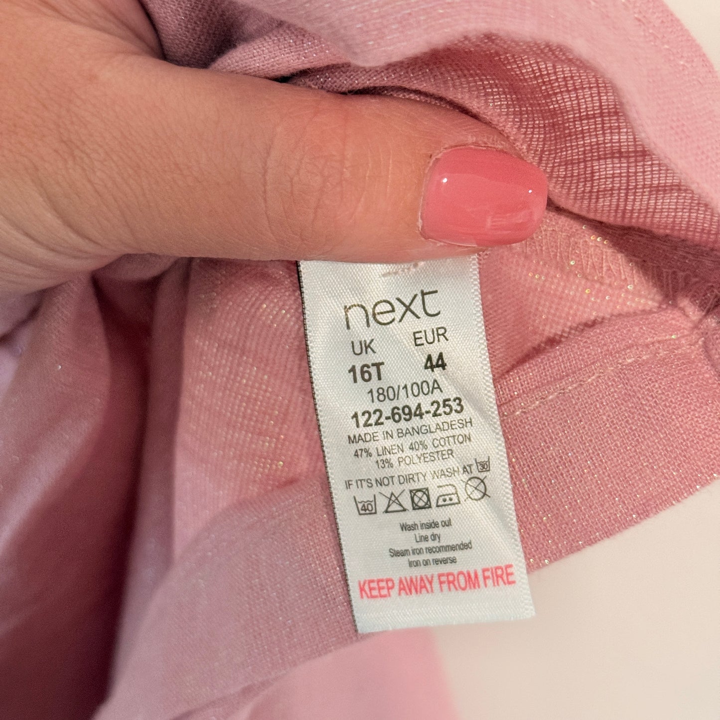 Next Size 16T Pink Linen Blend Shift Dress