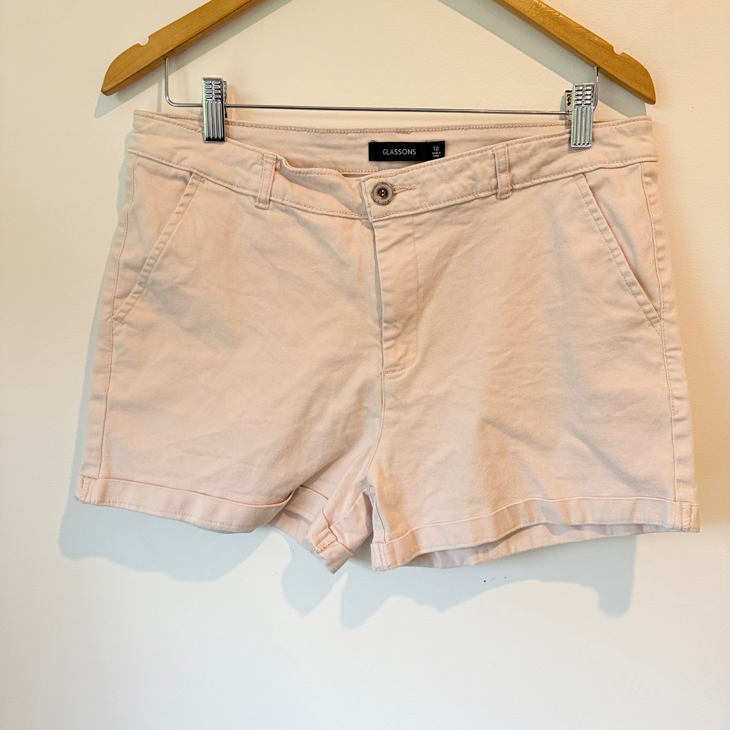 Glassons Size 12 Light Pink Denim Shorts