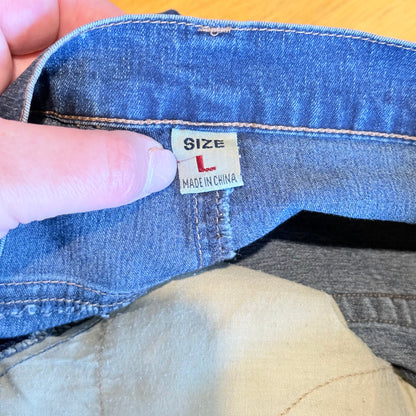 Qmark Size L 100% Cotton Frayed Hem Denim Skirt
