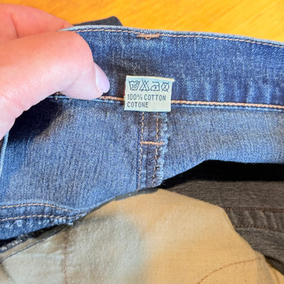 Qmark Size L 100% Cotton Frayed Hem Denim Skirt