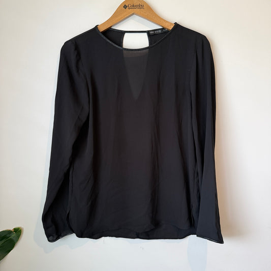 Zara Size S Sheer Black Long-Sleeved Top