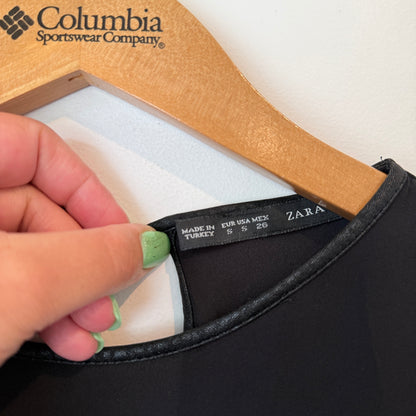 Zara Size S Sheer Black Long-Sleeved Top