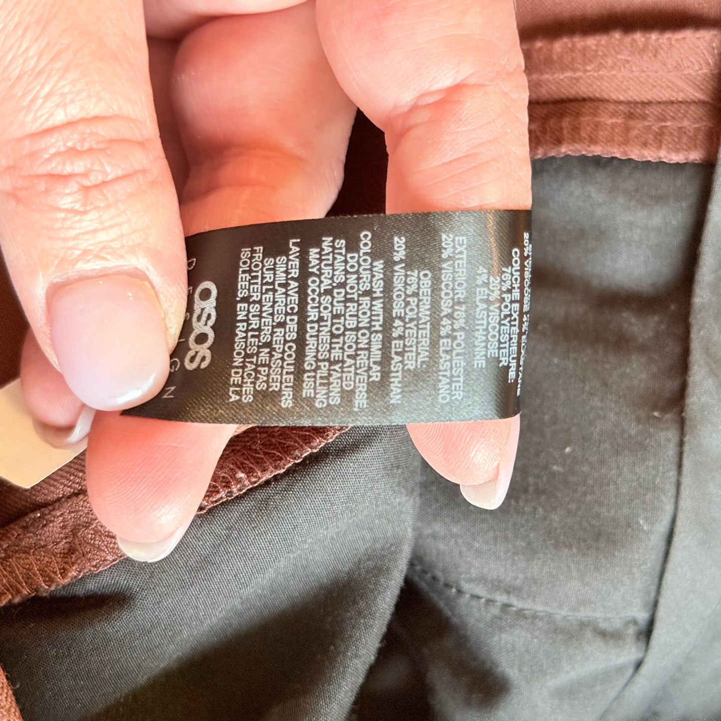 ASOS W36 L32 Mens Brown Trousers