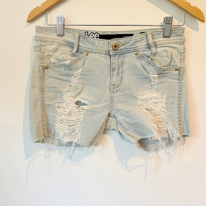 Lee Size 9 Light Wash Distressed Denim Shorts