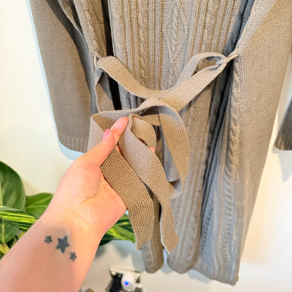 Eurodit Size 44 Beige Cable Knit Turtleneck Sweater Dress