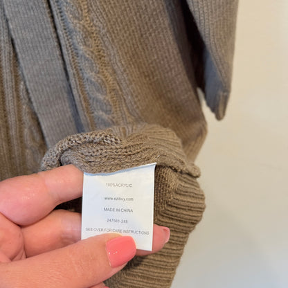 Eurodit Size 44 Beige Cable Knit Turtleneck Sweater Dress