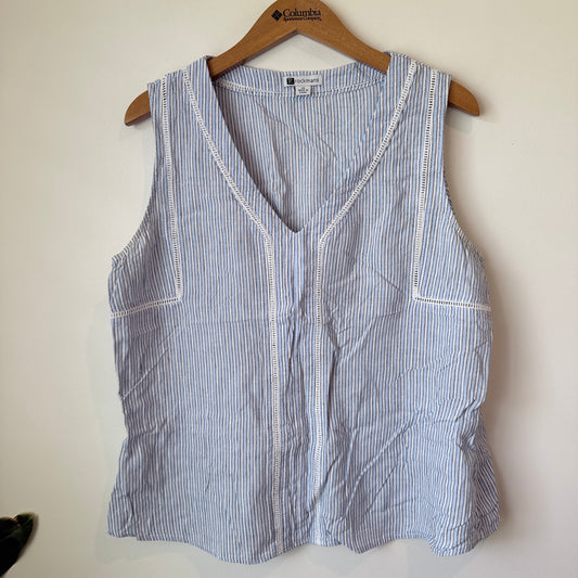 Rockmans Size 16 Striped Linen Blend Sleeveless Top