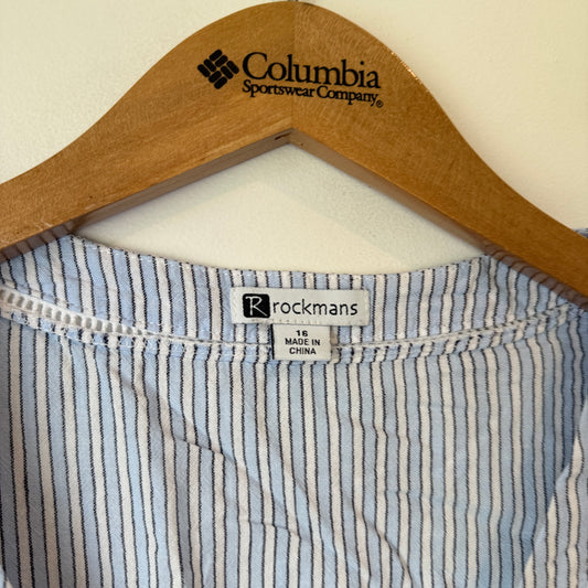 Rockmans Size 16 Striped Linen Blend Sleeveless Top