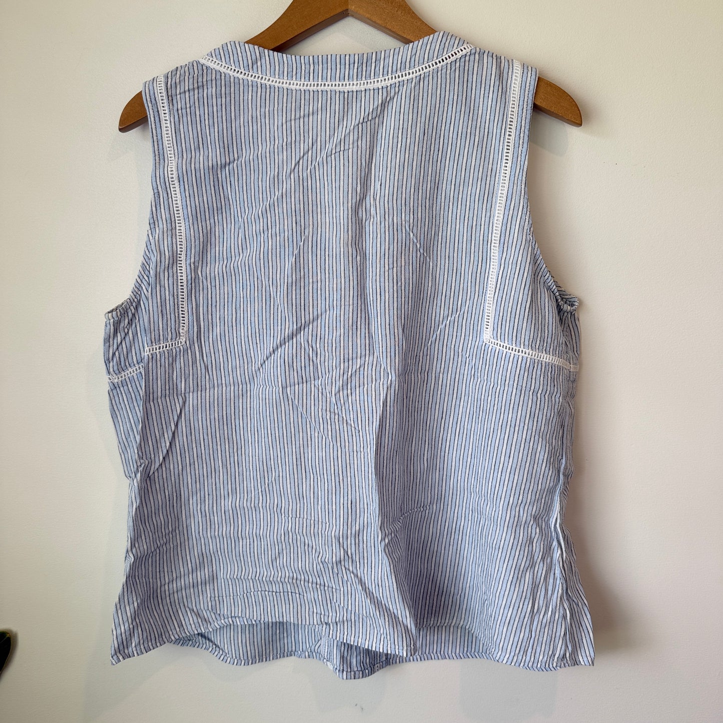 Rockmans Size 16 Striped Linen Blend Sleeveless Top