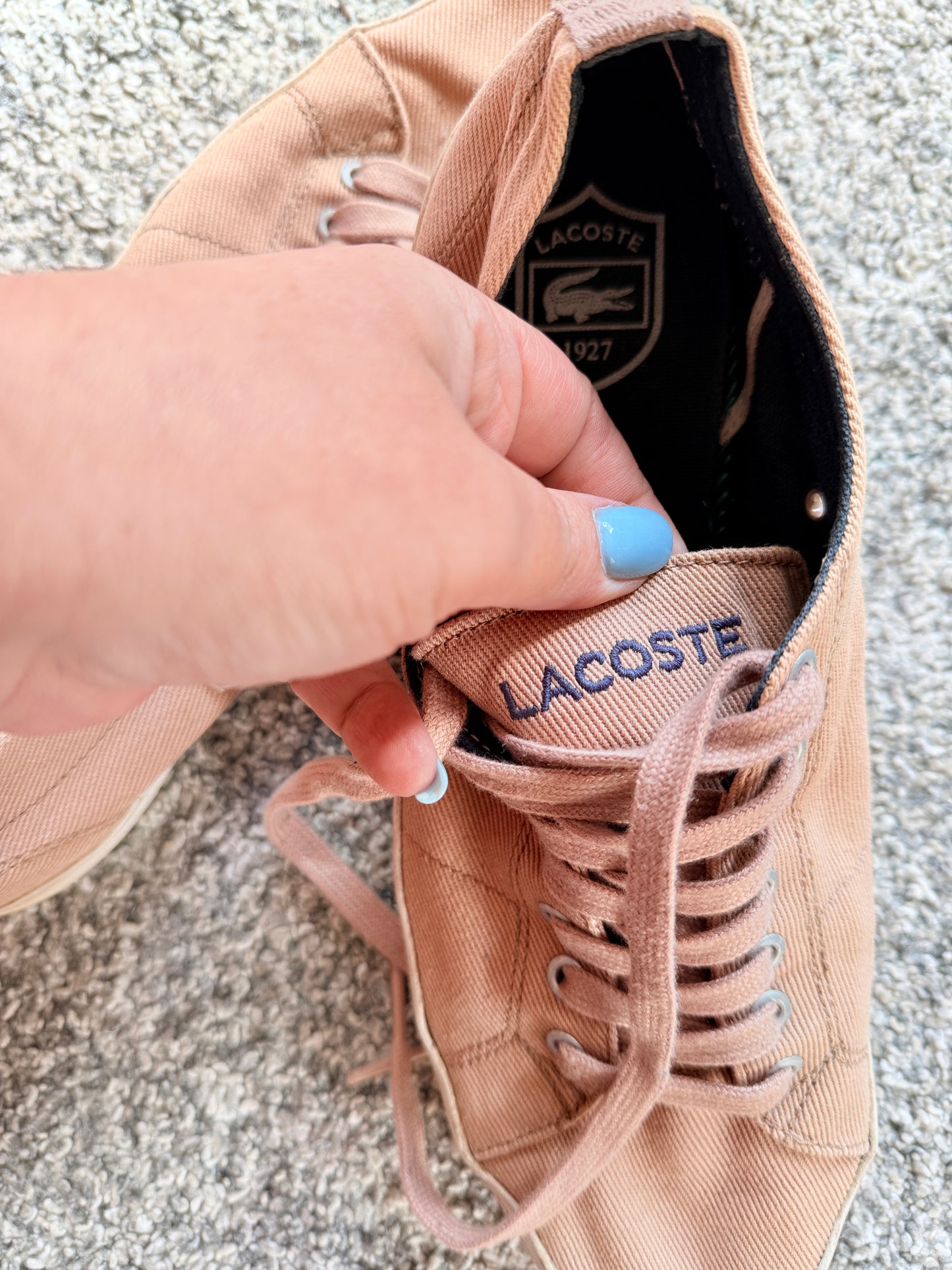 Lacoste Marcel Chunky Ox Sneakers Size EU 43 Beige Canvas Casual Shoes