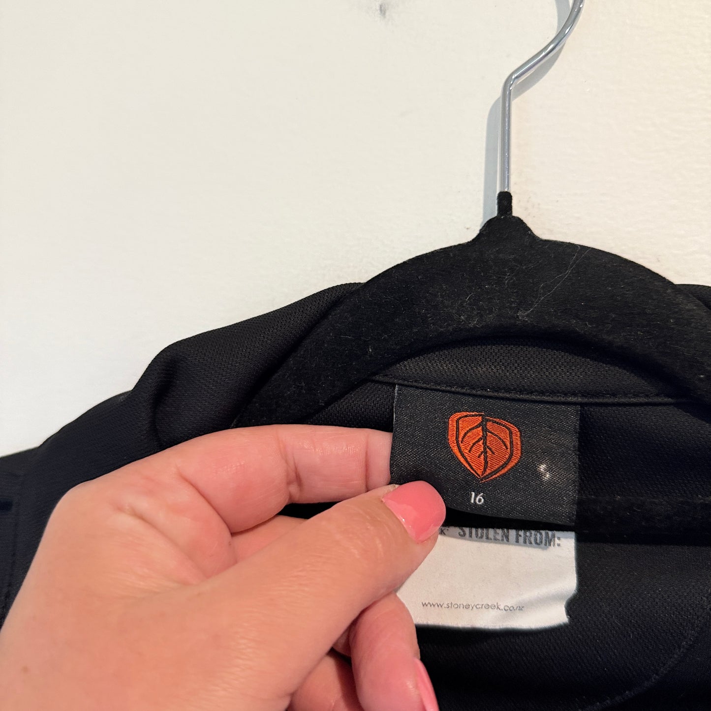 STONEY CREEK (NZ Made) Size 16 Black Short-Sleeved Polo Shirt