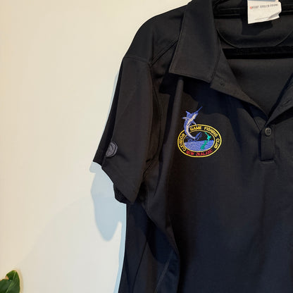STONEY CREEK (NZ Made) Size 16 Black Short-Sleeved Polo Shirt