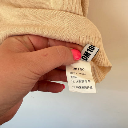 DM100 U/Arm 50cm Beige Ribbed Knit Tank Top