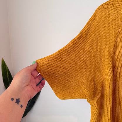 Capture Size L Mustard Yellow Open-Front Knit Cardigan