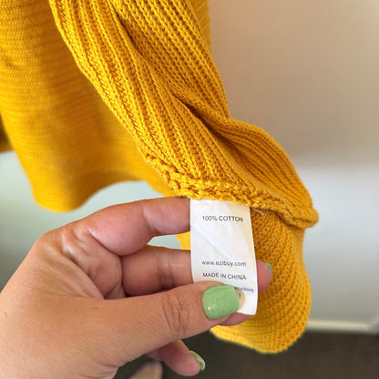 Capture Size L Mustard Yellow Open-Front Knit Cardigan