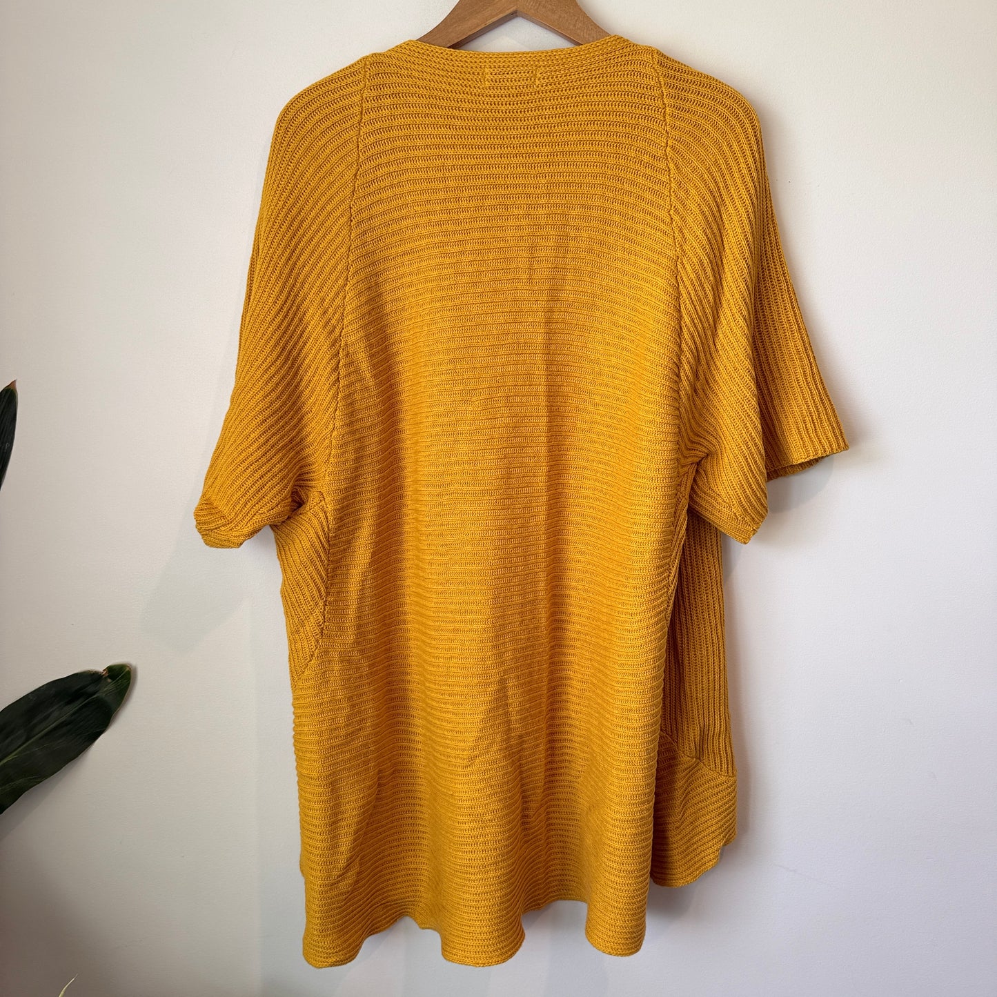 Capture Size L Mustard Yellow Open-Front Knit Cardigan