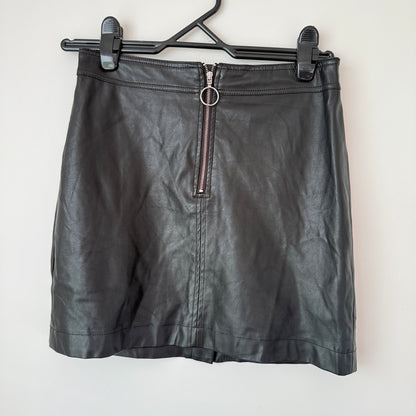 Glassons Size 8 Black Faux Leather Mini Skirt