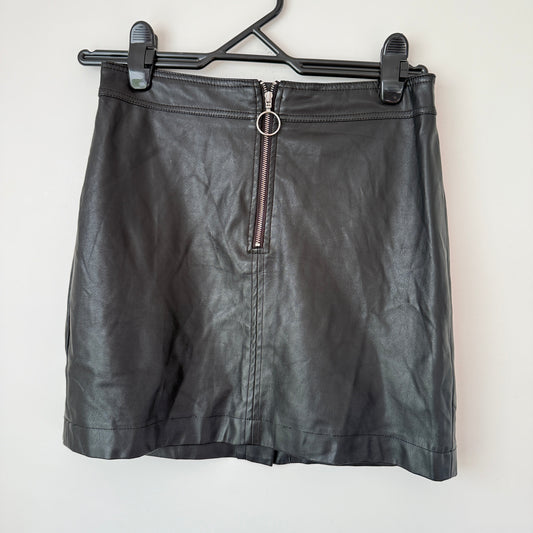 Glassons Size 8 Black Faux Leather Mini Skirt
