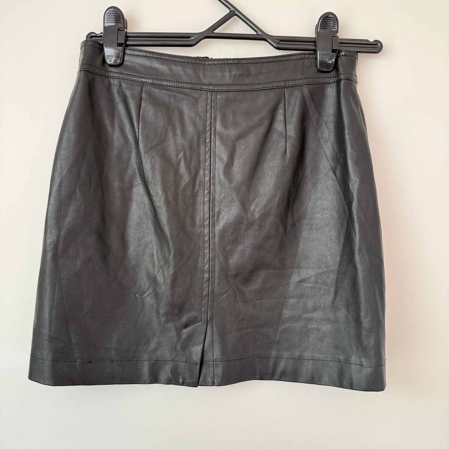 Glassons Size 8 Black Faux Leather Mini Skirt