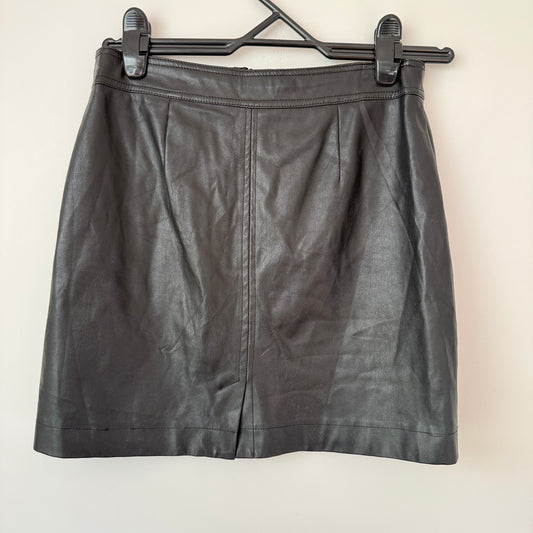 Glassons Size 8 Black Faux Leather Mini Skirt