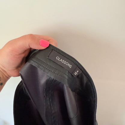 Glassons Size 8 Black Faux Leather Mini Skirt