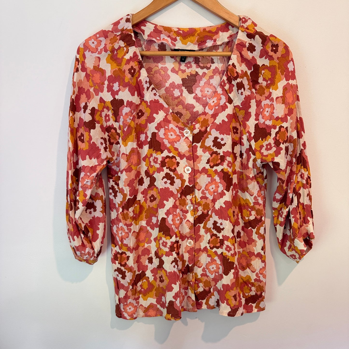 emerge Size 12 Floral Print Viscose Blouse