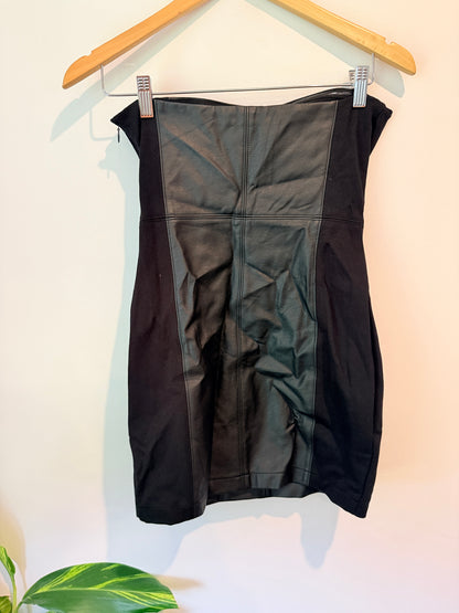 GLASSONS Black Strapless Faux Leather Dress Size 10