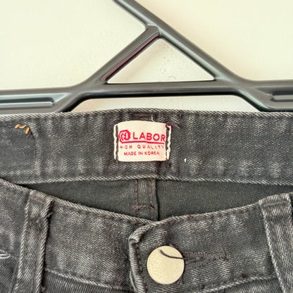 Labor Size 25 (66cm waist) Black Skinny Jeans Raw-Cut Split Hem