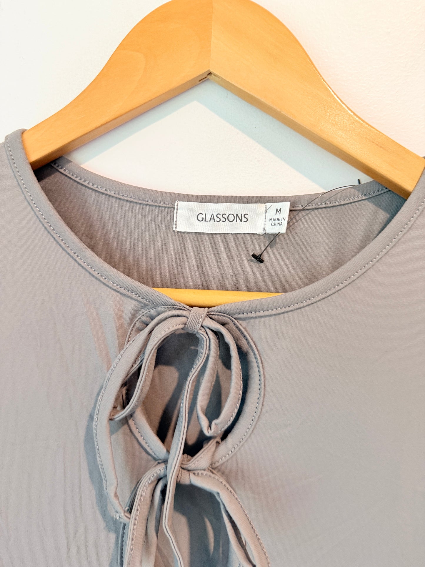 GLASSONS Grey Tie Front Sleeveless Mini Dress Size M