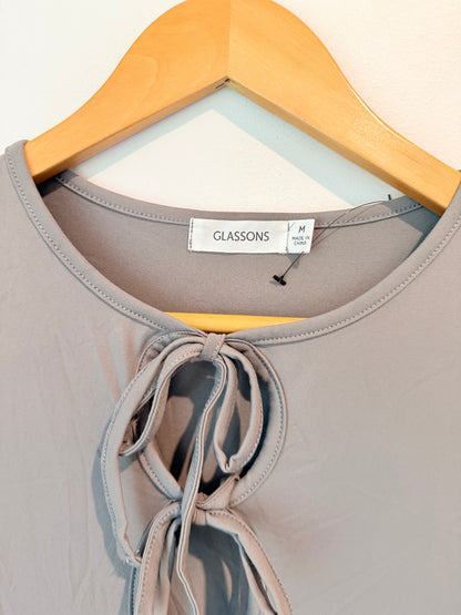 GLASSONS Grey Tie Front Sleeveless Mini Dress Size M
