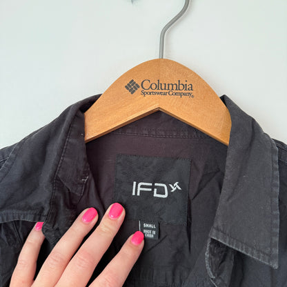 IFD Size Small Black Long-Sleeve Button-Up Casual Shirt