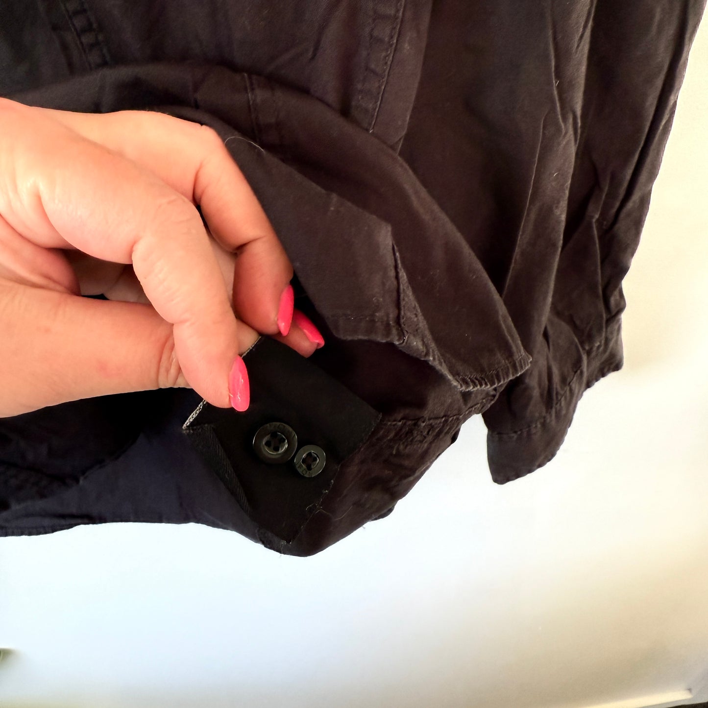 IFD Size Small Black Long-Sleeve Button-Up Casual Shirt