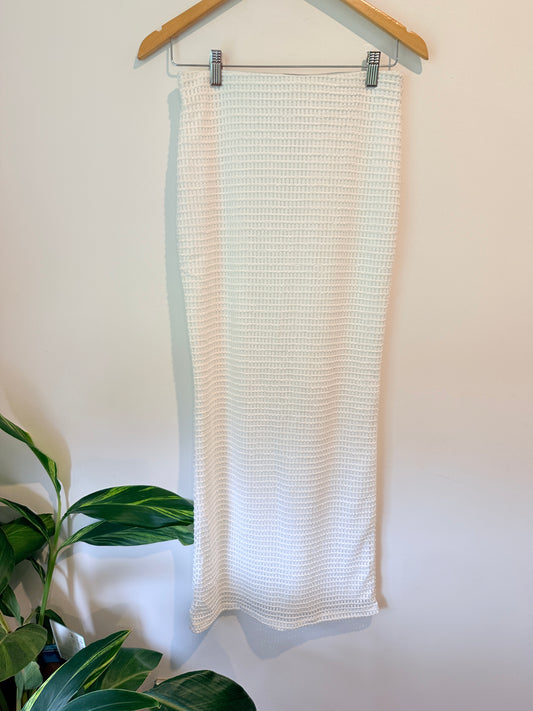 GLASSONS White Textured Knit Midi Skirt Size M