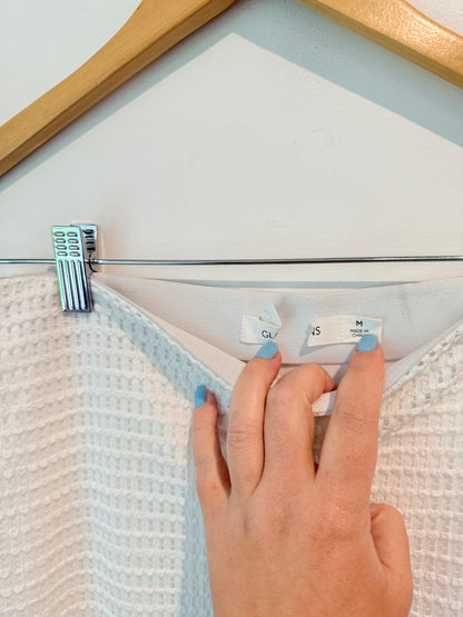 GLASSONS White Textured Knit Midi Skirt Size M