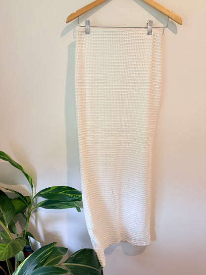 GLASSONS White Textured Knit Midi Skirt Size M
