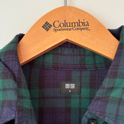 Uniqlo Size M Green Blue Checkered Flannel Shirt