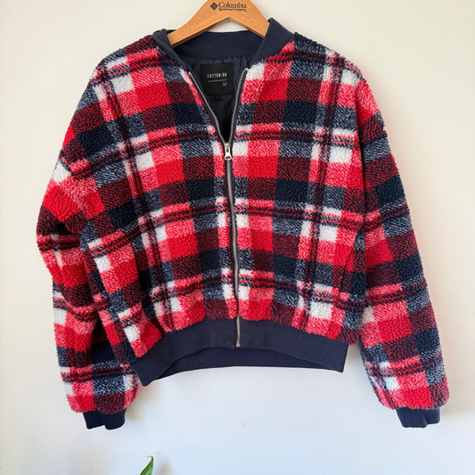 Cotton On Size S/P Fuzzy Bomber Jacket Red
