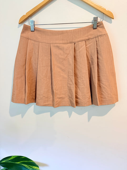 GLASSONS Tan Pleated Mini Skirt Size 10