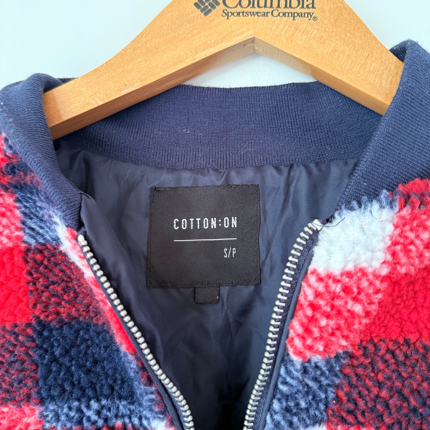 Cotton On Size S/P Fuzzy Bomber Jacket Red