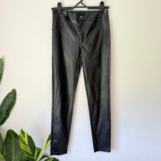 Calzedonia Size S Black High-Waisted Leather Look Pants