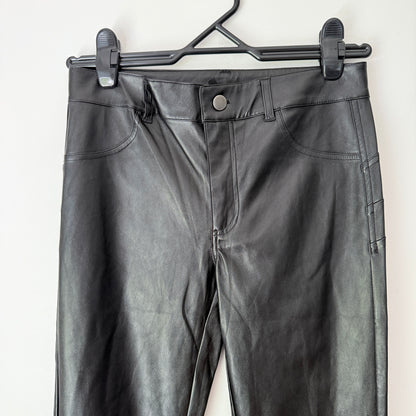 Calzedonia Size S Black High-Waisted Leather Look Pants