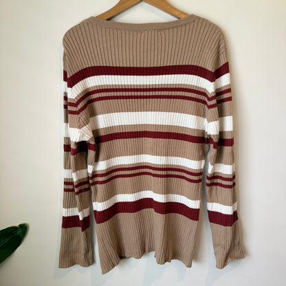 Capture Size XL Multicolor Striped Knit Pullover Sweater