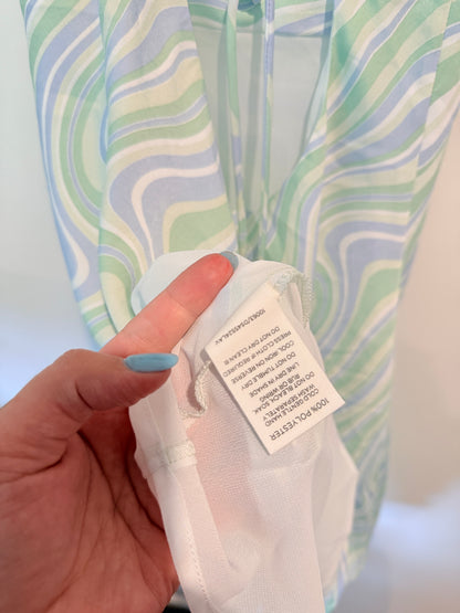 GLASSONS Green Blue Abstract Slip Dress Size 10