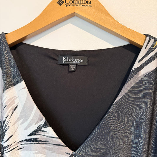 Kaleidoscope Size 44 Black Long-Sleeve Floral Midi Dress