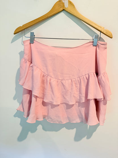 GLASSONS Pink Ruffle Mini Skirt with Rosette Detail Size 10