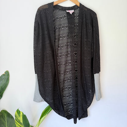 Charlo Size 0/S Black Open-Knit Cardigan