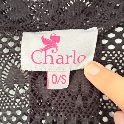 Charlo Size 0/S Black Open-Knit Cardigan