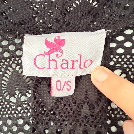 Charlo Size 0/S Black Open-Knit Cardigan