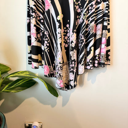 Suzanne Betro Size M Black Floral Print Spaghetti Strap Mini Dress