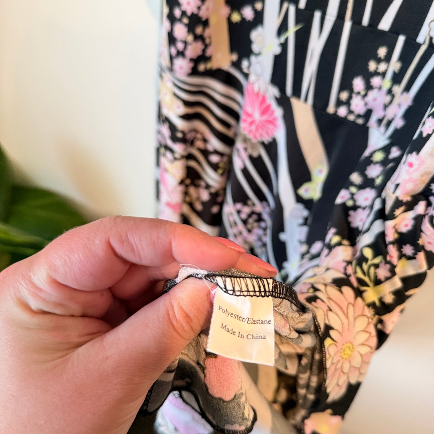 Suzanne Betro Size M Black Floral Print Spaghetti Strap Mini Dress